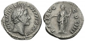 Antoninus Pius AR Denarius. Rome, AD 159-160. 3.1GR 17.9MM
 ANTONINVS AVG PIVS P P TR P XXIIII, laureate head right / PACI AVG COS IIII, Pax standing ...