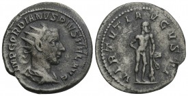Roman Imperial GORDIAN III (238-244). Antoninianus. Rome. 3.7gr 22.5mm
Obv: IMP GORDIANVS PIVS FEL AVG.
Radiate, draped and cuirassed bust right.
Rev:...
