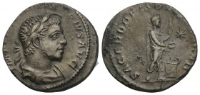 Roman Imperial Coins
ELAGABALUS (218-222). Denarius. Rome. 2.9Gr. 18.3mm
Obv: IMP ANTONINVS PIVS AVG.
Laureate and draped bust right.
Rev: SACERD DEI ...