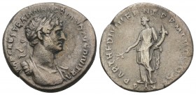 Roman Imperial
Hadrian, 117-138. Denarius Rome 2.6GR 18.7MM
 IMP CAES TRAIAN HADRIANO AVG DIVI TRA Laureate head of Hadrian to right, with slight drap...