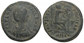 Roman Imperial 
Aelia Flacilla Æ Nummus. Antioch, AD 378-383. 5.6GR 23.1MM
AEL FLACCILLA AVG, draped bust right / SALVS REI PVBLICAE, Victory seated r...