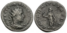 Roman Imperial
Trebonianus Gallus (251-253 AD). AR Antoninianus , Rome. 2.9gr 21.1mm
Obv. IMP CAE C VIB TREB GALLVS AVG, Radiate and draped bust to ri...