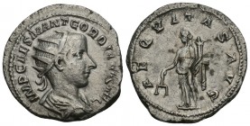 Roman Imperial
Gordian III, 238-244. Antoninianus, Rome, 239-240. 4gr 22.8mm
IMP CAES M ANT GORDIANVS AVG Raditate, draped and cuirassed bust of Gordi...