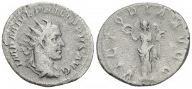 Roman Imperial Coins Philip I. A.D. 244-249. AR antoninianus . Rome, A.D. 244. 3.7GR 23.8MM
IMP M IVL PHILIPPVS AVG, radiate, draped and cuirassed bus...