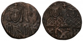 Byzantine
Leo IV with Constantine VI, Constantine V and Leo III. AD 775-780. Constantinople
Follis Æ 2.55gr 18.1mm

Facing busts of Leo IV and Constan...