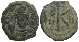 Byzantine
 Maurice Tiberius. 582-602. Æ half follis . Nikomedia(?) mint, year 6= 588/9. 6.6gr 24mm
D N MAVRC TIB PP AVG, helmeted and cuirassed bust f...