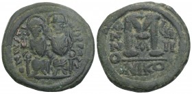 Byzantine
 Justin II and Sophia AD 565-578. Nikomedia Follis Æ 11.5GR 29.4MM
