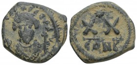 Byzantine 
PHOCAS (602-610). Half Follis. Constantinople. 5.7gr 22.8mm
Obv: D N FOCAS PERP AVC. Crowned bust facing, wearing consular robes and holdin...