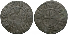Medieval
Armenian Kingdom, Cilician Armenia. Hetoum I. 1226-1270. Æ 6.5gr 29mm
 Hetoum seated facing on throne adorned with lions, holding lis-tipped ...