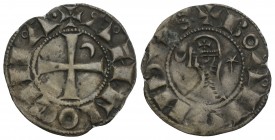 Medieval & World Crusader States, Antioch (Principality). 0.9gr 18.1mm
 Bohémond III AR Denier. AD 1163-1201. + BOAMVNDVS , helmeted head to left, bet...