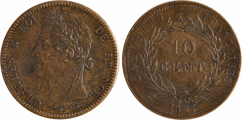 Charles X, 10 centimes pour les colonies, 1825 Paris
A/CHARLES X ROI - DE FRANC...