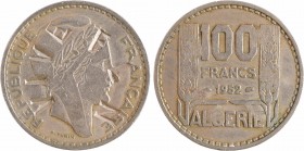 Algérie, 100 francs Turin satirique, surfrappe VIVE FLN, 1952 Paris
A/REPUBLIQUE - FRANÇAISE
Tête laurée de la République à droite, au-dessous signa...