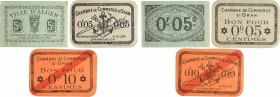 Algérie, Alger et Oran, lot de 3 billets de nécessité de 0,05 f, 0,10 f et 5 centimes, c.1920
SUP. Carton, 29,0 mm, 12 h
Lot de 3 billets de nécessi...