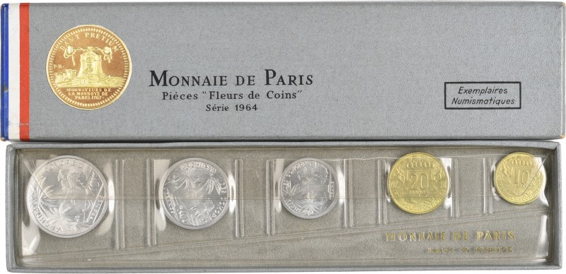 Comores, série Fleurs de Coins, 1, 2, 5, 10 et 20 francs, 1964 Paris
A/REPUBLIQ...