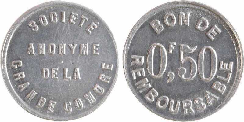 Comores, Société anonyme de la Grande Comore, 0,50 franc, s.d. (1915)
En quatre...
