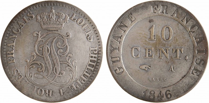 Guyane, Louis-Philippe, 10 centimes, 1846 Paris
A/LOUIS PHILIPPE I ROI DES FRAN...