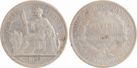 Indochine, 1 piastre, 1897 Paris
A/REPUBLIQUE - FRANÇAISE
La République assise tenant un faisceau ; à l'exergue signature BARRE et (date)
R/INDO - ...