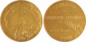 IIIe République, Congrès de sociologie coloniale, 1900 Paris
A/PARIS 1900
Couronne formée de deux cornes d'abondance renversées, au centre, un trois...