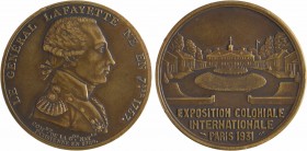 IIIe République, Exposition coloniale de Paris, Lafayette, par Delannoy, 1931 Paris
A/LE GÉNÉRAL LAFAYETTE NÉ EN 7bre. 1757
Buste à droite de Lafaye...