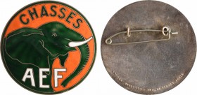 A.E.F., insigne des chasses (3e Régiment Français ?), Paris (Arthus Bertrand)
A/CHASSES/ AEF
Un éléphant à droite
Attache et signature ARTHUS BERTR...