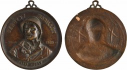 Indochine, Tonkin, médaille du sergent Bobillot, c.1890
Buste du sergent Jules Bobillot casqué de face
Uniface
SUP, R. Bronze, 85,5 mm, 110,19 g, 1...