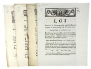 France. LAWS REGARDING THE MANUFACTURE AND REGULATION OF COINAGE. Four printed laws, as follows: Loi relative à la Fabrication d’une nouvelle Monnoie ...