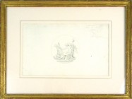Droz, Jean-Pierre. STUDY FOR AN ÉCU, PREPARED FOR THE MONETARY COMPETITION OF 1791. Unsigned sheet [31.5 by 19.5 cm] with carefully rendered sketch in...