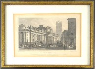 English Banks. TWO HAND-TINTED ENGRAVED PRINTS AND THREE PRINTED ILLUSTRATIONS DEPICTING ENGLISH BANKS. Includes: 1) Bank of England, Taken by Permiss...