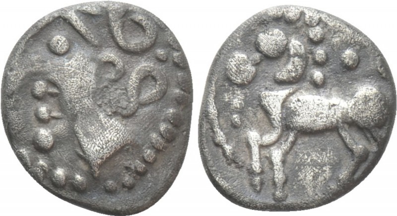 WESTERN EUROPE. Central Gaul. Aedui. Quinarius (1st century BC). 

Obv: Styliz...