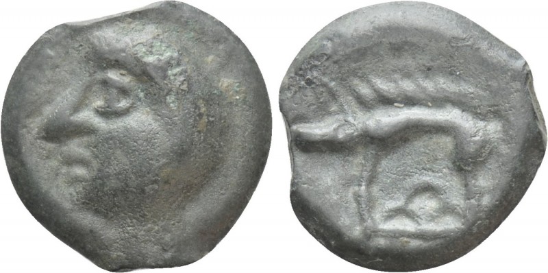 WESTERN EUROPE. Northeast Gaul. Leuci. Potin (1st century BC). 

Obv: Head lef...