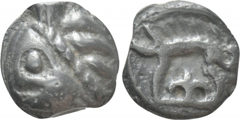 WESTERN EUROPE. Northeast Gaul. Leuci. Potin (1st century BC). 

Obv: Head lef...