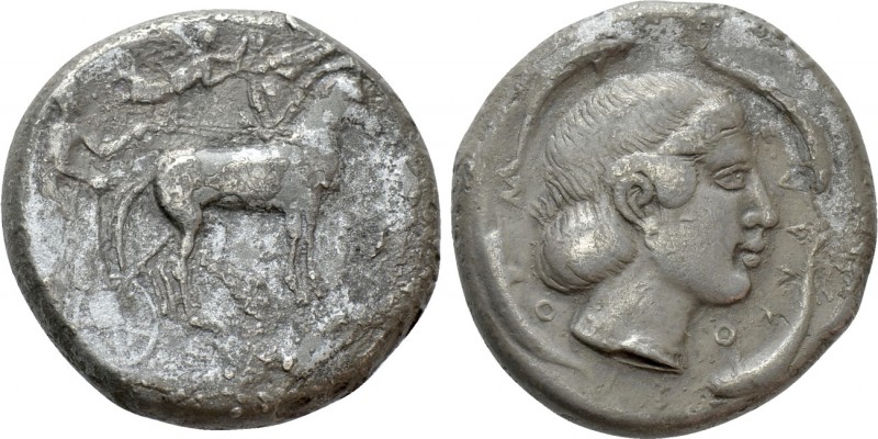 SICILY. Syracuse. Second Democracy (466-406 BC). Tetradrachm. 

Obv: Chariotee...