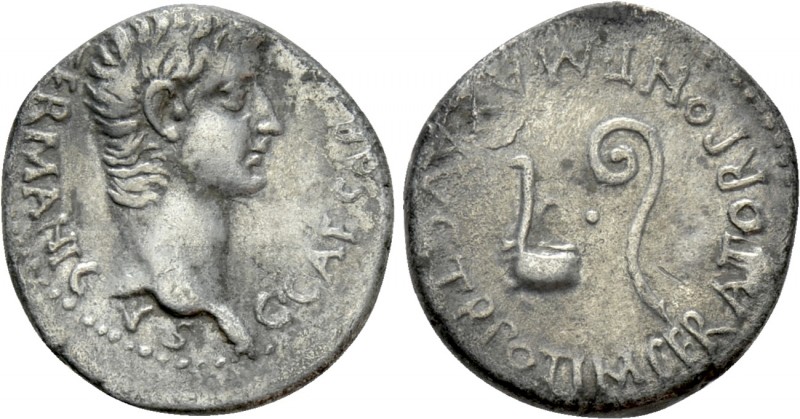 CALIGULA (37-41). Denarius. Caesarea. 

Obv: C CAESAR AVG GERMANICVS. 
Bare h...