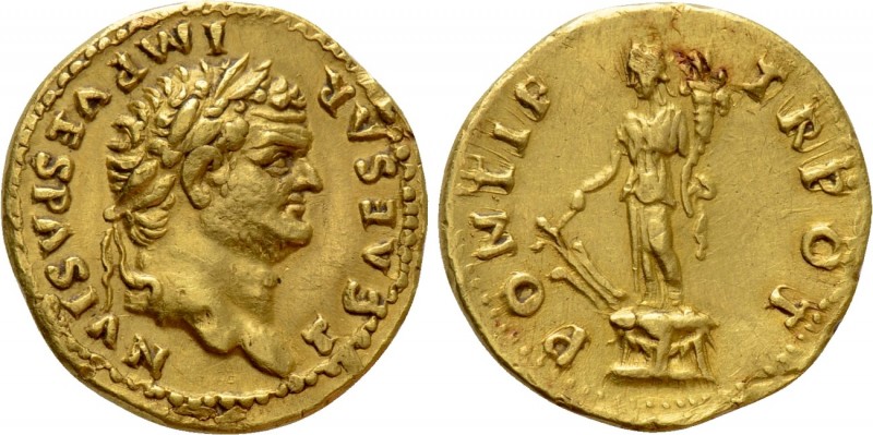 TITUS (Caesar, 69-79). GOLD Aureus. Rome. 

Obv: T CAESAR IMP VESPASIAN. 
Lau...
