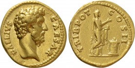 AELIUS (Caesar, 136-138). GOLD Aureus. Rome