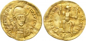 THEODOSIUS II (402-450). GOLD Solidus. Thessalonica