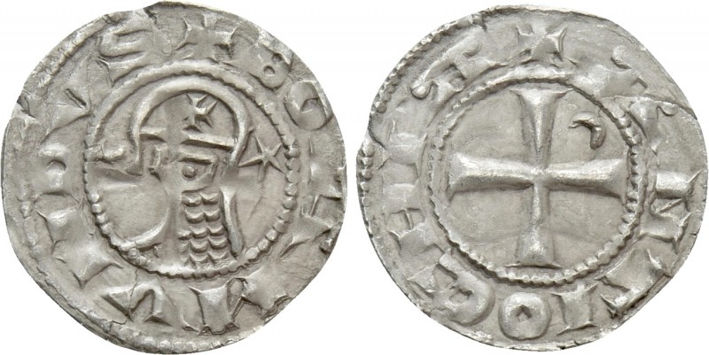 CRUSADERS. Antioch. Bohémond III (1163-1201). BI Denier. 

Obv: + BOAИVИDVS. ...