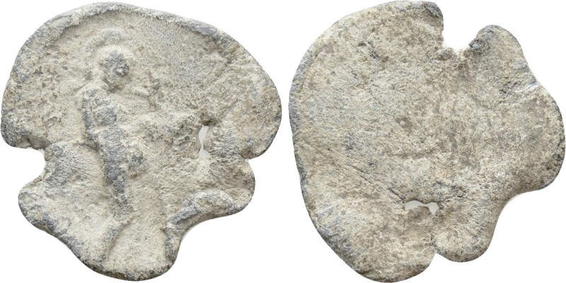 Anonymous Roman PB Tessera (Circa 1st-3rd century AD). 

Obv: Helmeted figure ...