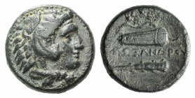 Kings of Macedon. Alexander III ‘the Great’ (336-323 BC). Æ (17mm, 5.50g, 11h). Uncertain Macedonian mint. Head of Herakles r., wearing lion's skin. R...
