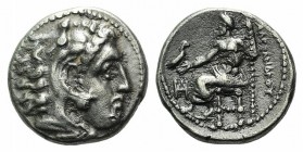 Kings of Macedon, Alexander III ‘the Great’ (336-323 BC). AR Drachm (16mm, 4.18g, 1h). Miletos, c. 325-323 BC. Head of Herakles r. wearing lion's skin...