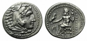 Kings of Macedon, Alexander III ‘the Great’ (336-323 BC). AR Drachm (16mm, 4.17g, 12h). Miletos, c. 325-323 BC. Head of Herakles r. wearing lion's ski...
