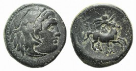 Kings of Macedon, Philip III (323-317 BC). Æ Unit (19mm, 6.42g, 12h). Uncertain mint in Macedon. Head of Herakles r., wearing lion skin. R/ Rider on h...