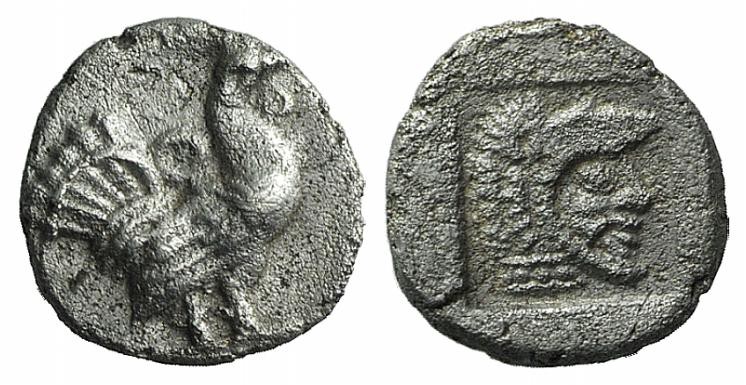 Thrace, Dikaia, c. 480-450 BC. AR Trihemiobol (9mm, 0.97g, 9h). Cock standing r....