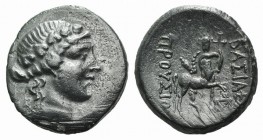 Kings of Bythinia, Prusias II (182-149 BC). Æ (21mm, 4.59g, 12h). Wreathed head of Dionysos r. R/ Centaur advancing r., playing lyre; monogram below r...