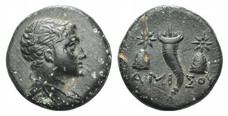Pontos, Amisos, c. 125-100 BC. Æ (17mm, 4.07g, 12h). Bust of Nike r. R/ Quiver a...