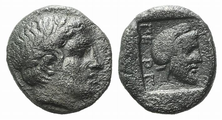 Mysia, Pergamon, c. 450 BC. AR Diobol (10mm, 1.60g, 1h). Laureate head of Apollo...