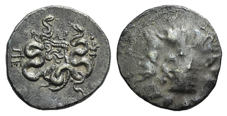 Mysia, Pergamon, c. 123 BC. AR Cistophoric Tetradrachm (25mm, 12.43g, 12h). Cist...