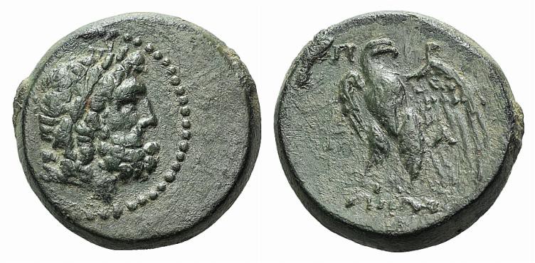 Mysia, Pergamon, early-mid 2nd century BC. Æ (21mm, 8.51g, 12h). Head of Asklepi...