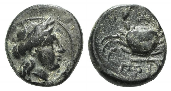 Mysia, Priapos, 1st century BC. Æ (10mm, 1.34g, 6h). Laureate head of Apollo r. ...
