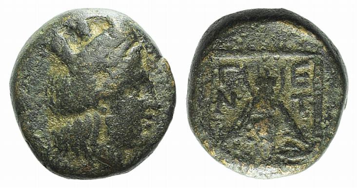 Troas, Gentinos, 3rd-1st centuries BC. Æ (9mm, 1.58g, 6h). Turreted female head ...